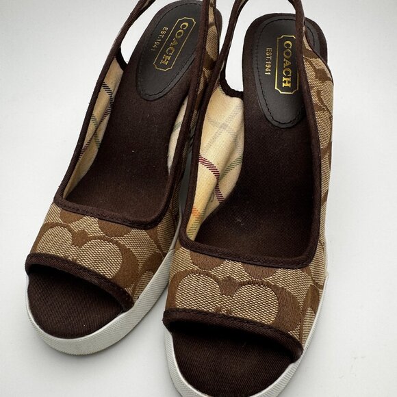 COACH Monogram Sydney Wedges Size 6.5 M - Picture 3 of 4